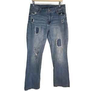 Women's 16W Faded Glory Flair Jeans Distressed Casual StreetWear High Rise Norm